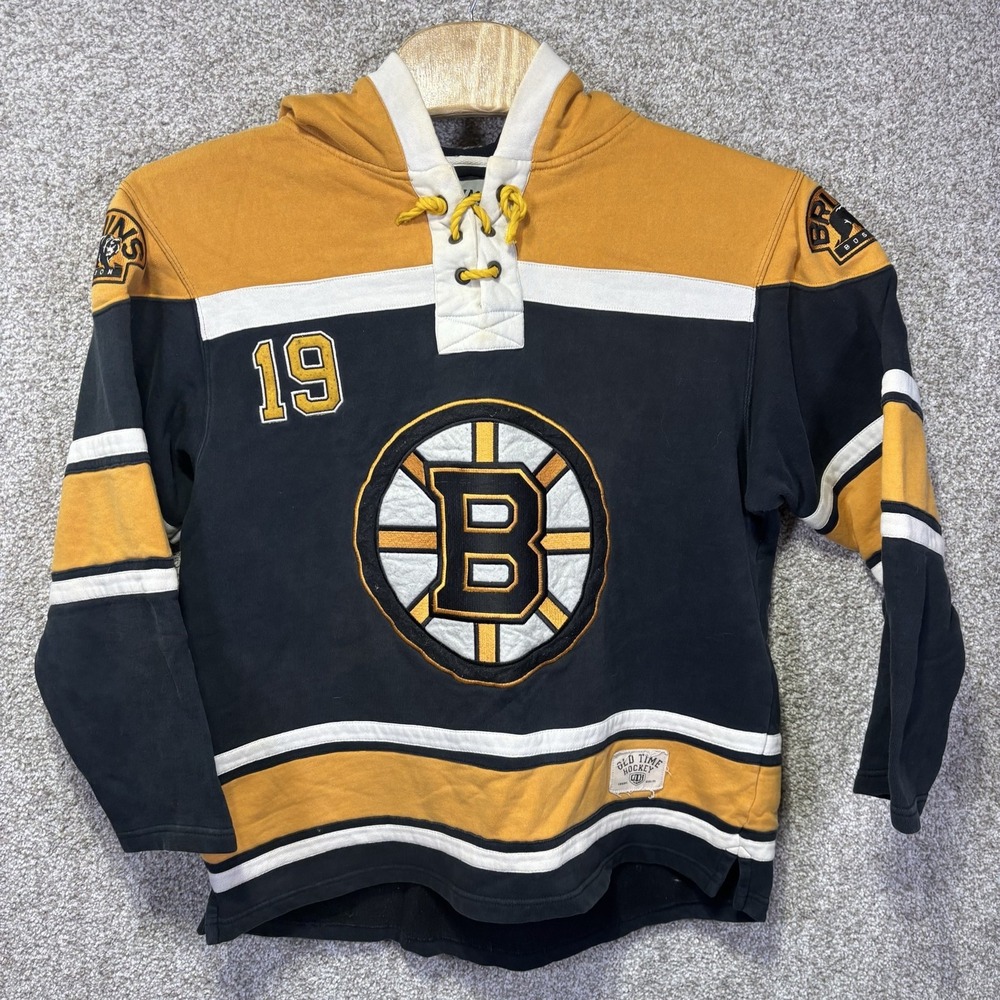 Boston Bruins Hoodie Mens Medium Black NHL Old Time Hockey Seguin 19 Lace Up